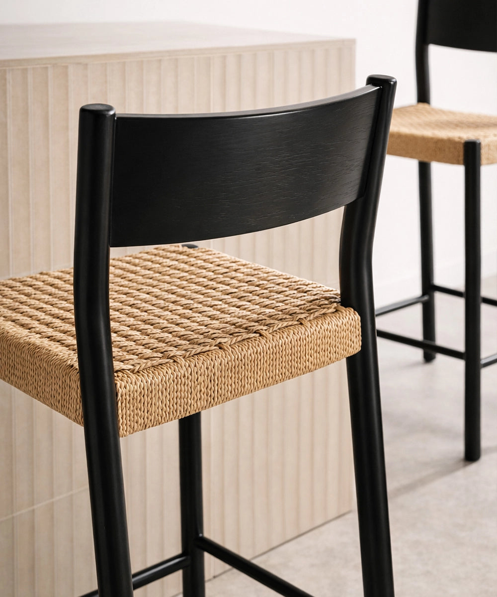 Wooden Woven Bar Stool