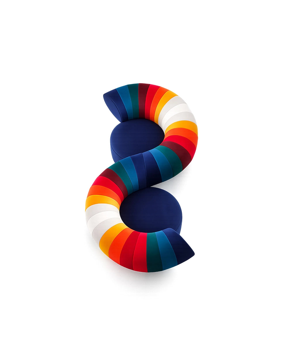 Modern Rainbow Sculptural Sofa
