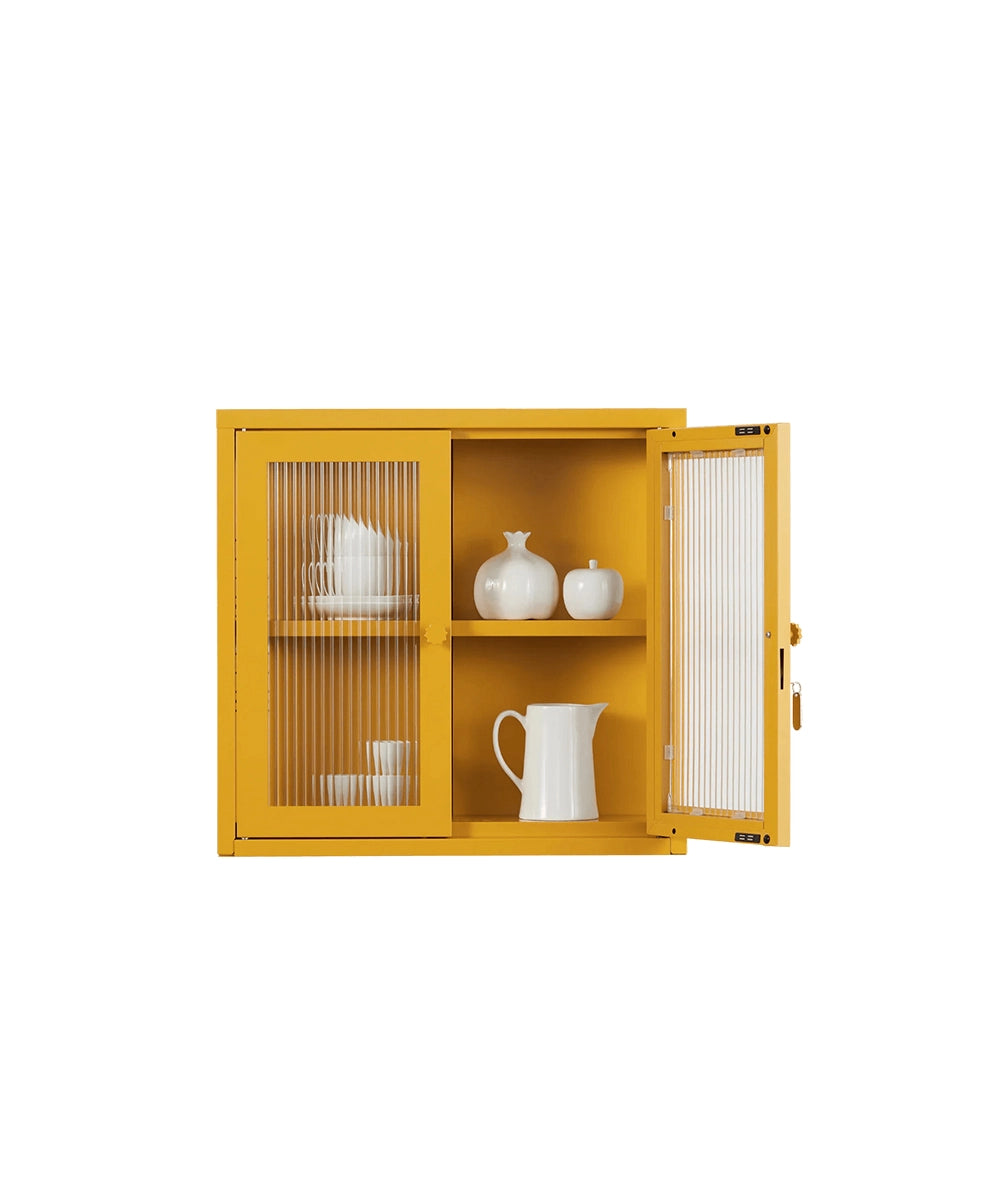 Ribbed Glass Door Cabinet