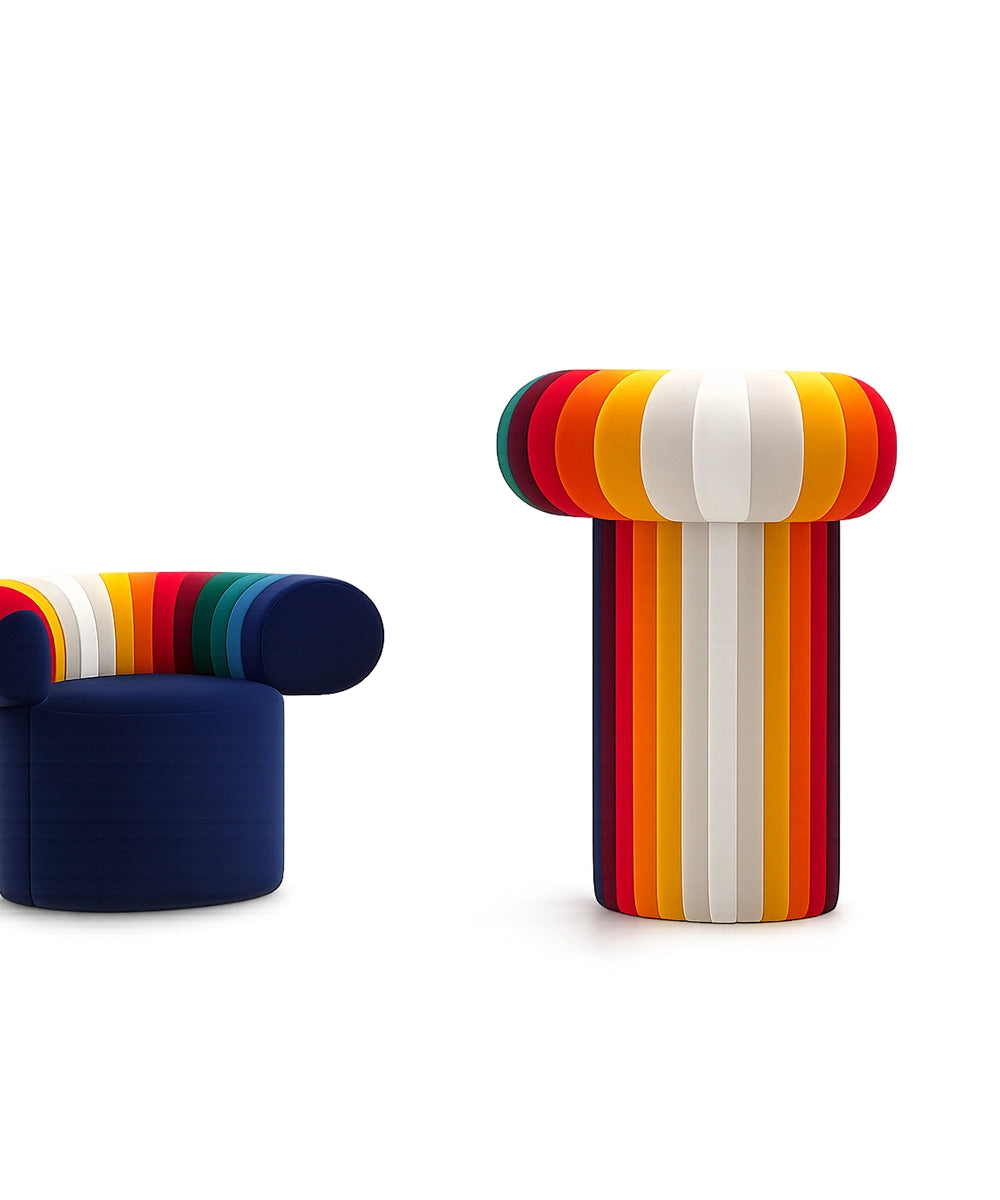 Modern Rainbow Sculptural Sofa