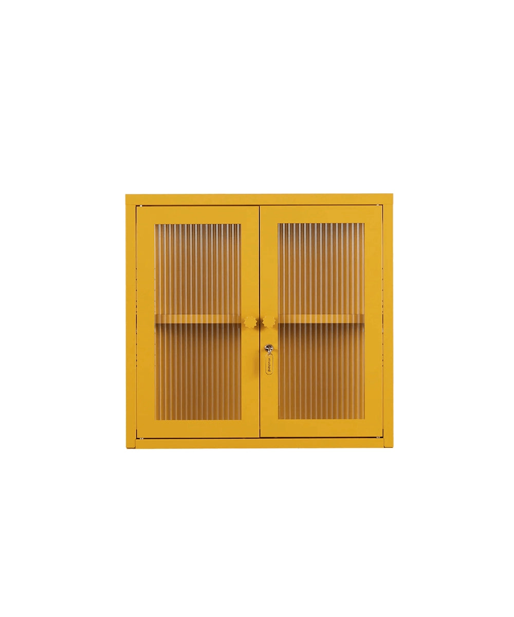 Ribbed Glass Door Cabinet