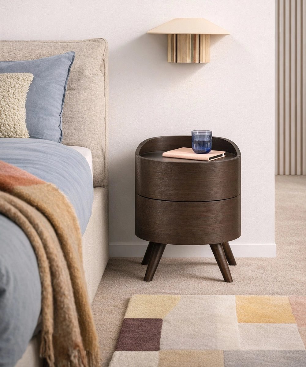 Round Bedside Storage Table