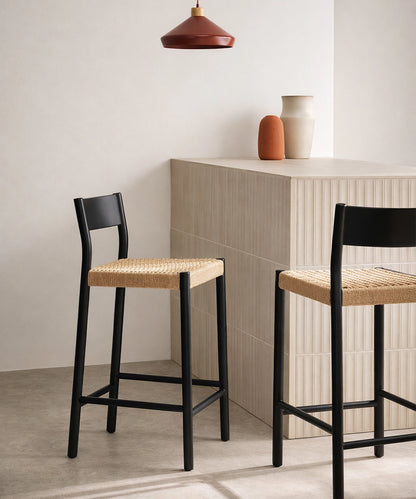 Wooden Woven Bar Stool