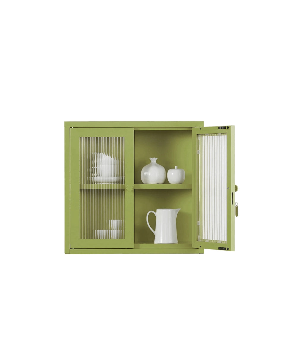 Ribbed Glass Door Cabinet