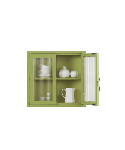 Ribbed Glass Door Cabinet