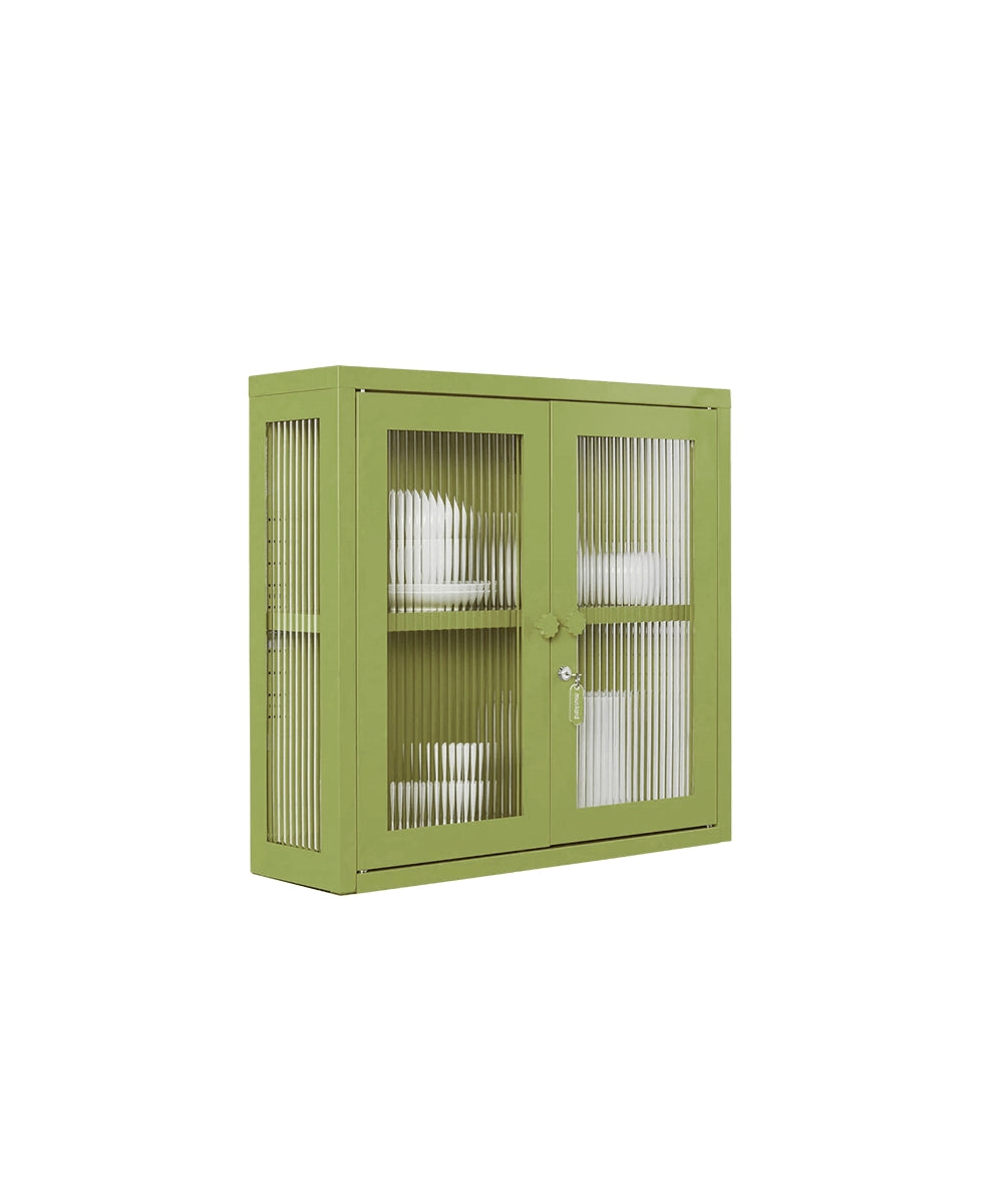 Ribbed Glass Door Cabinet