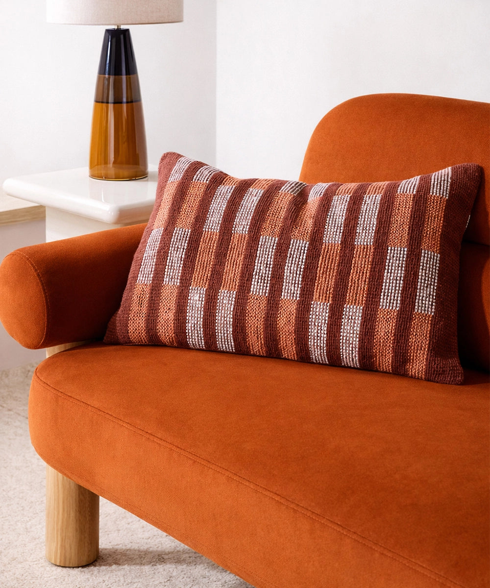 Terracotta Block Pattern Cushion