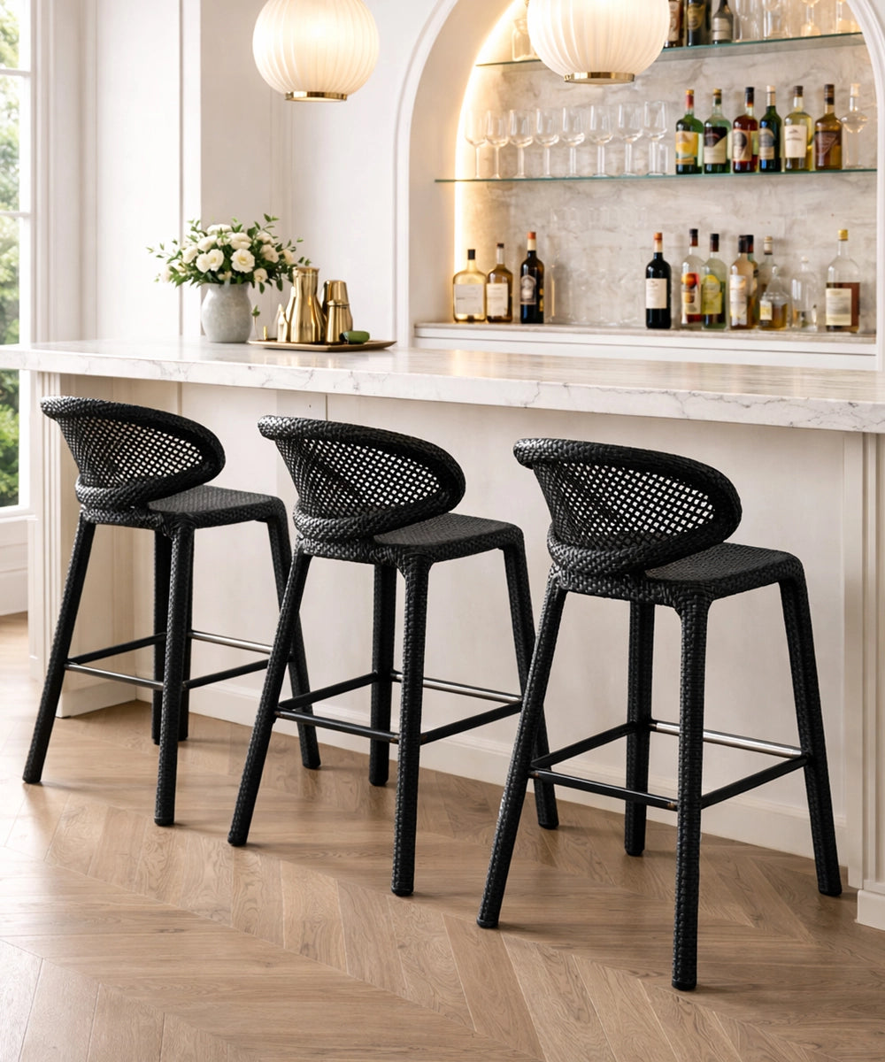 Woven Rattan Bar Stool