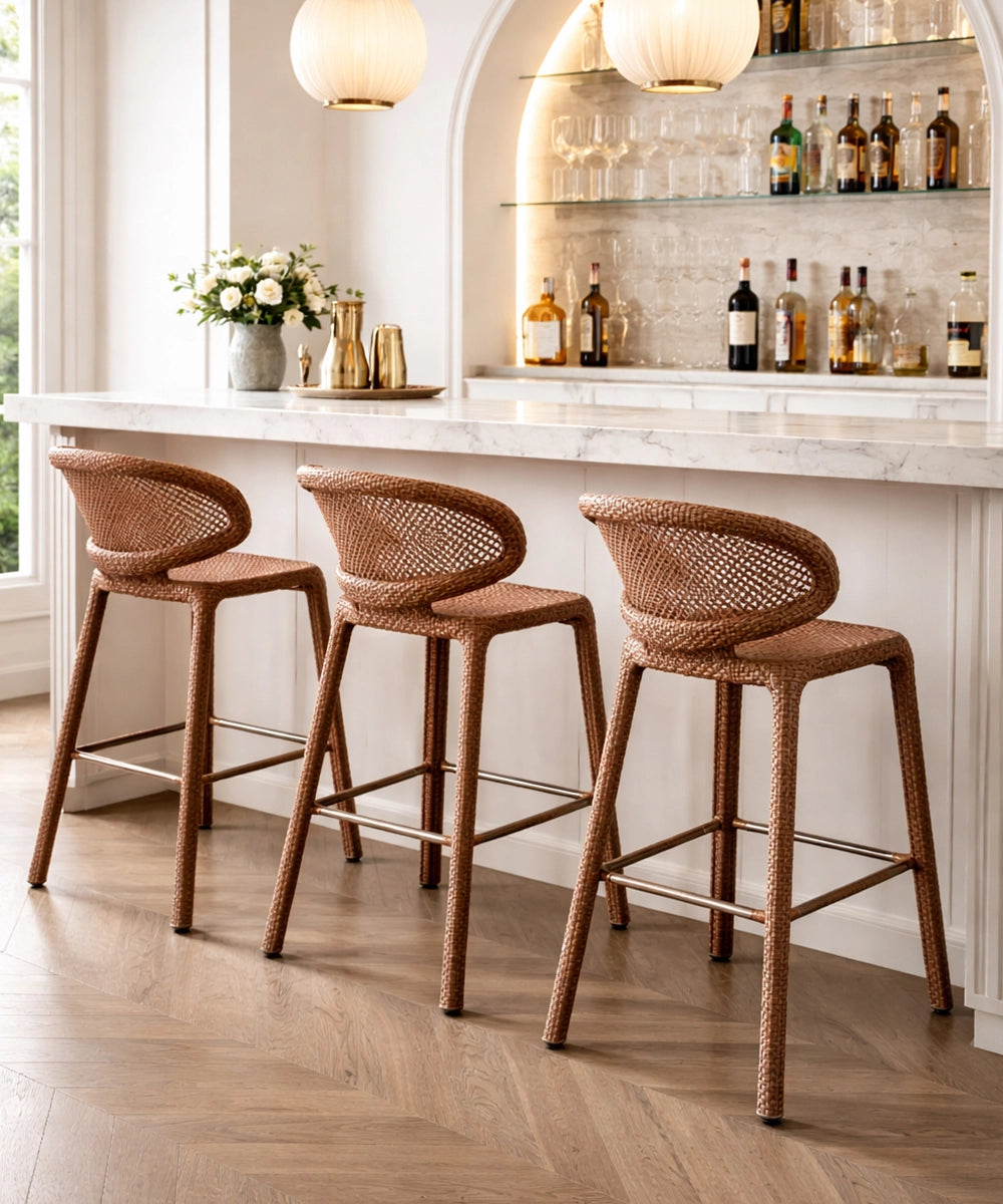 Woven Rattan Bar Stool
