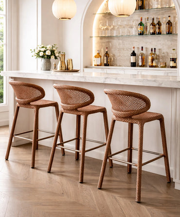 Woven Rattan Bar Stool