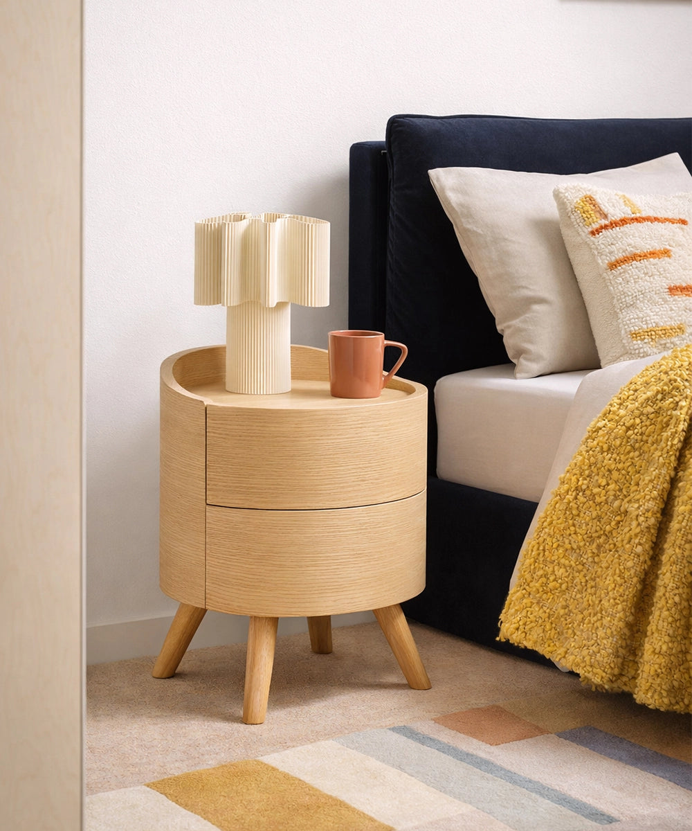 Round Bedside Storage Table