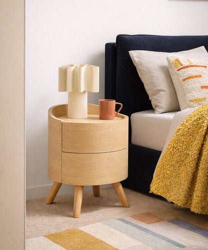 Round Bedside Storage Table