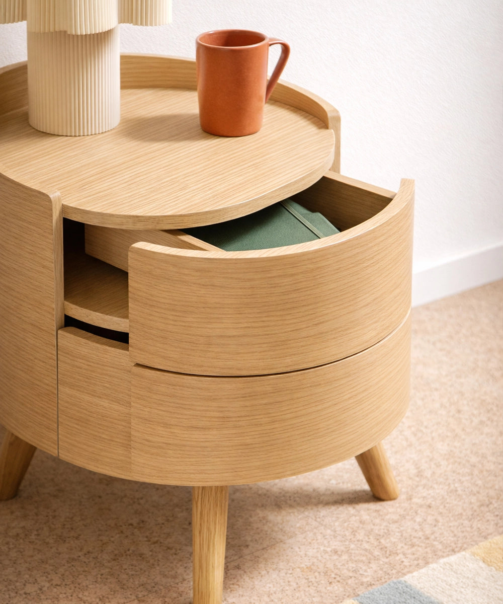 Round Bedside Storage Table