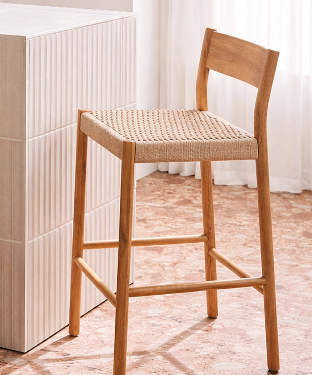 Wooden Woven Bar Stool