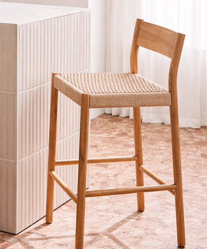 Wooden Woven Bar Stool