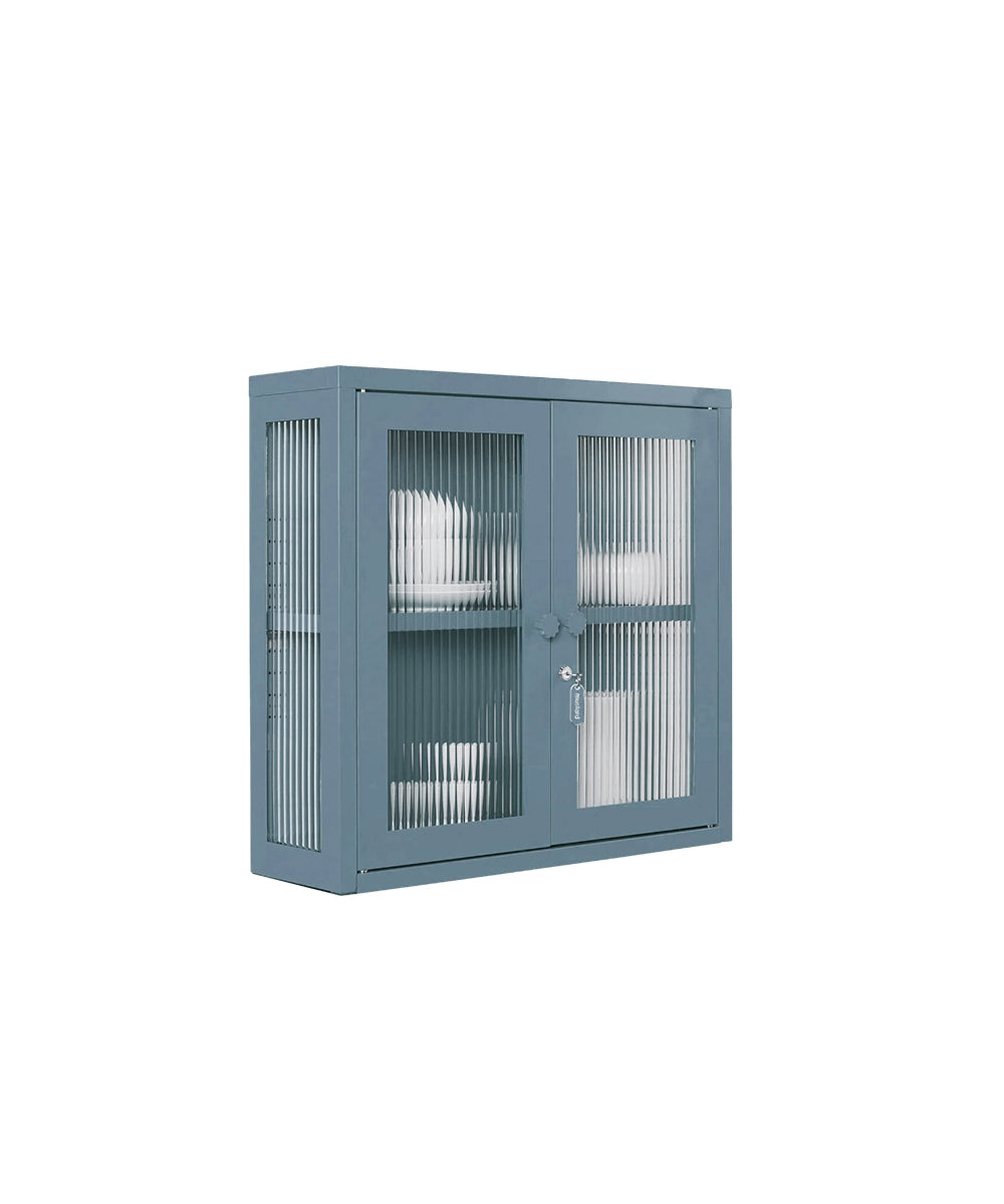 Ribbed Glass Door Cabinet