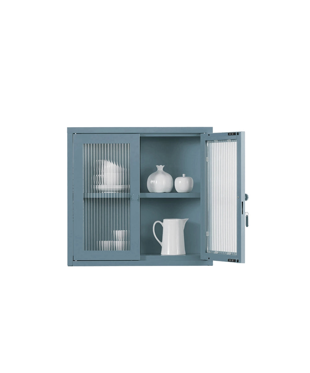 Ribbed Glass Door Cabinet